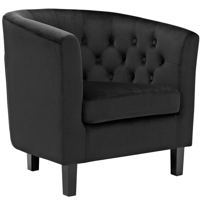 Prospect Performance Velvet Living Room Accent Armchair - Chic Barrel Back Design & Comfort