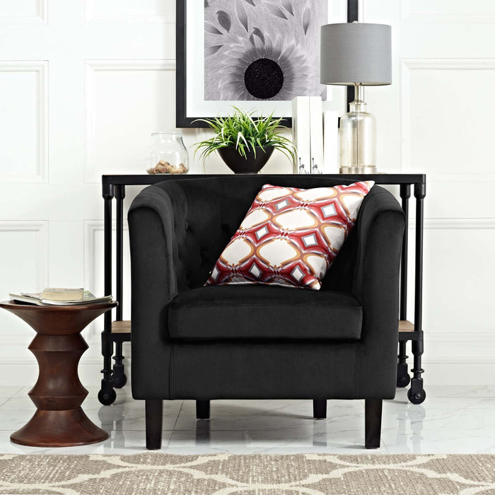 Prospect Performance Velvet Living Room Accent Armchair - Chic Barrel Back Design & Comfort