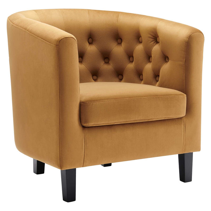 Prospect Performance Velvet Living Room Accent Armchair - Chic Barrel Back Design & Comfort