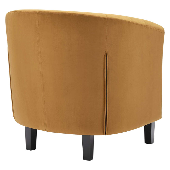 Prospect Performance Velvet Living Room Accent Armchair - Chic Barrel Back Design & Comfort