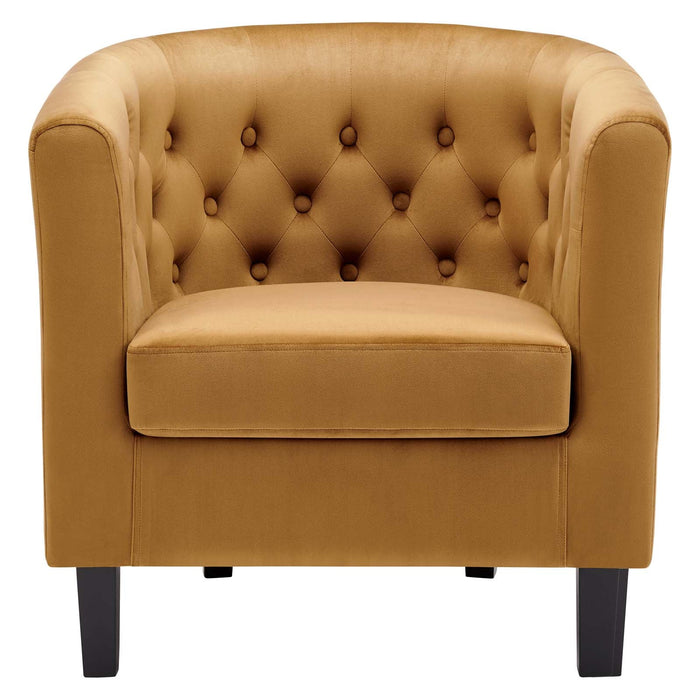 Prospect Performance Velvet Living Room Accent Armchair - Chic Barrel Back Design & Comfort