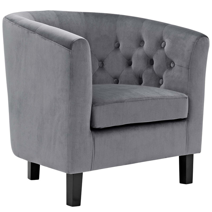 Prospect Performance Velvet Living Room Accent Armchair - Chic Barrel Back Design & Comfort