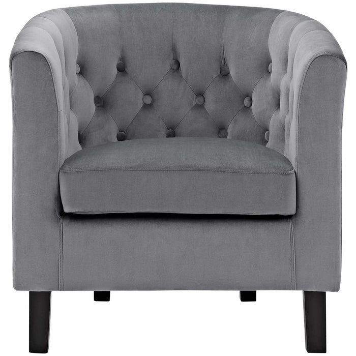 Prospect Performance Velvet Living Room Accent Armchair - Chic Barrel Back Design & Comfort