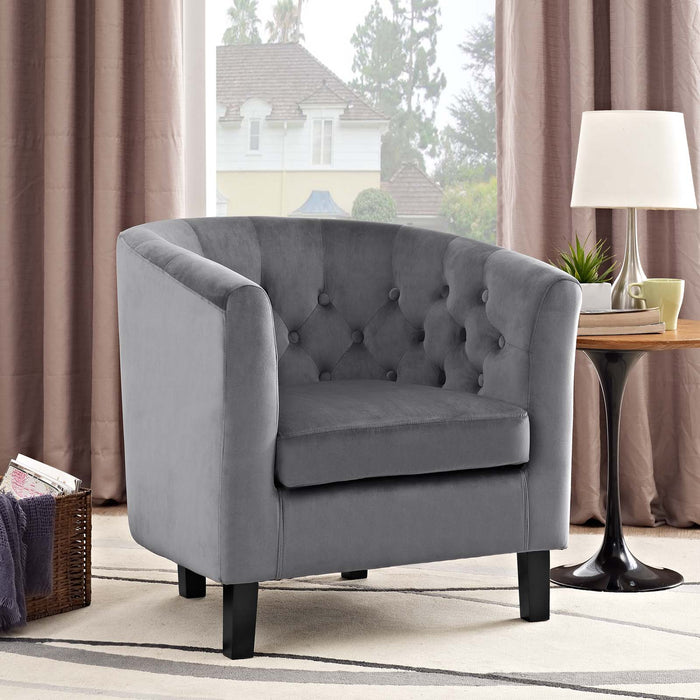Prospect Performance Velvet Living Room Accent Armchair - Chic Barrel Back Design & Comfort