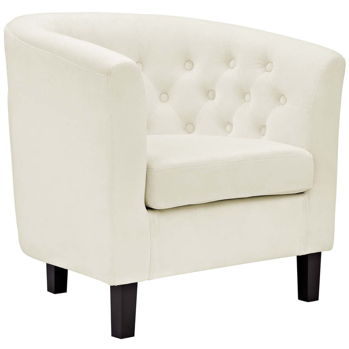 Prospect Performance Velvet Living Room Accent Armchair - Chic Barrel Back Design & Comfort