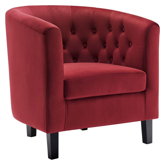 Prospect Performance Velvet Living Room Accent Armchair - Chic Barrel Back Design & Comfort