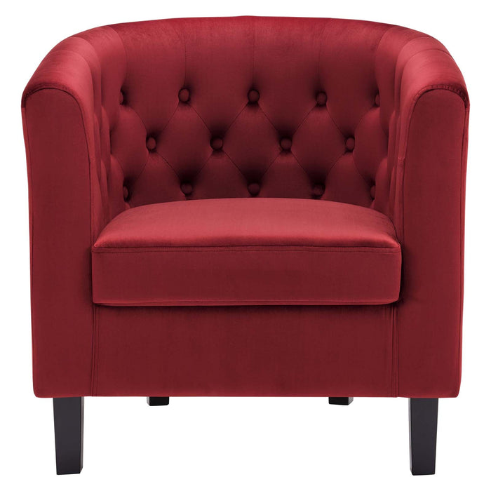 Prospect Performance Velvet Living Room Accent Armchair - Chic Barrel Back Design & Comfort