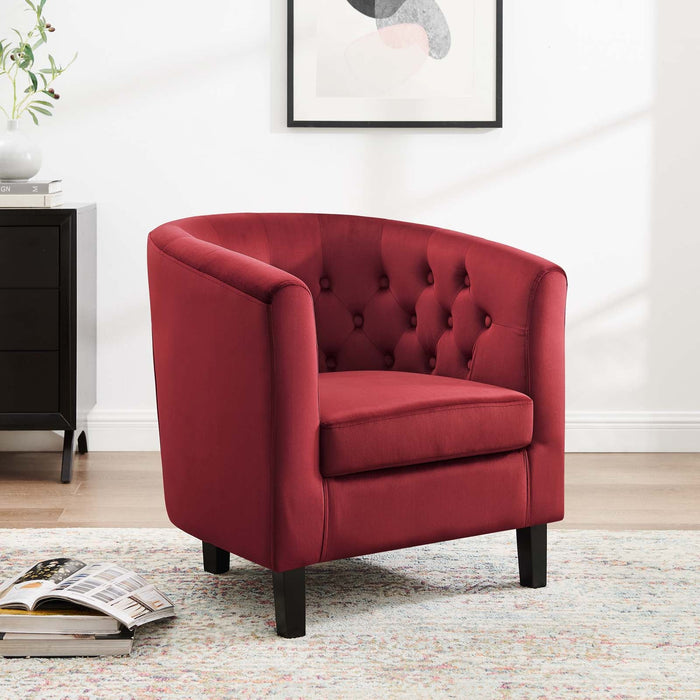 Prospect Performance Velvet Living Room Accent Armchair - Chic Barrel Back Design & Comfort