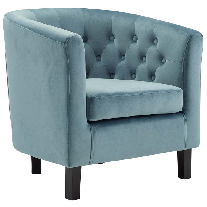 Prospect Performance Velvet Living Room Accent Armchair - Chic Barrel Back Design & Comfort