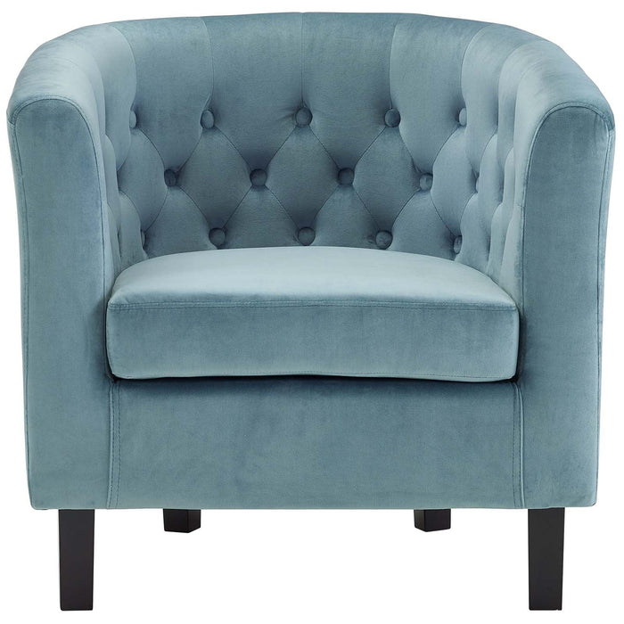 Prospect Performance Velvet Living Room Accent Armchair - Chic Barrel Back Design & Comfort