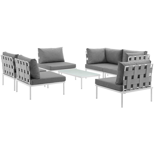 Modway Harmony 7 Piece Outdoor Patio Aluminum Sectional Sofa Set Living Room Furniture - View 25