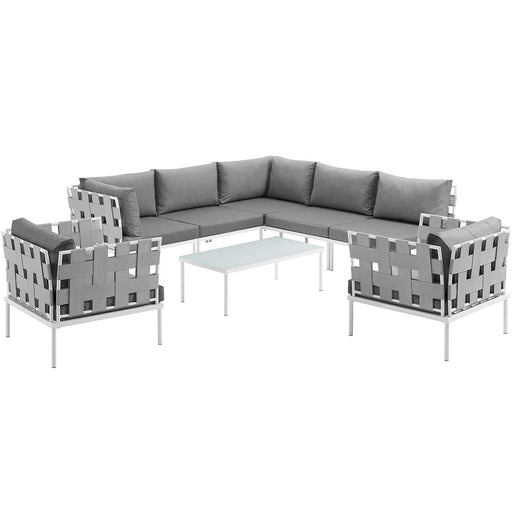 Modway Harmony 8 Piece Outdoor Patio Aluminum Sectional Sofa Set Living Room Furniture - View 29