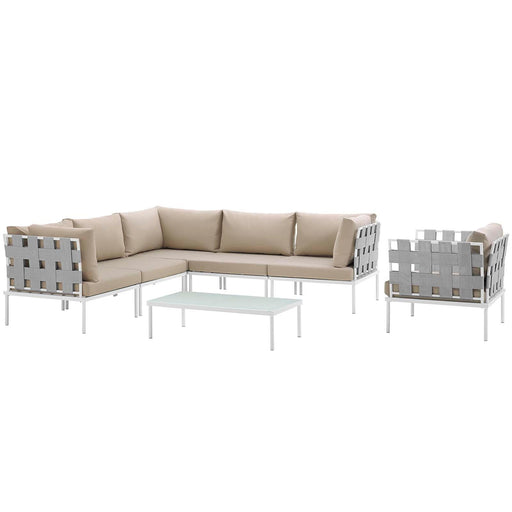 Harmony 7 Piece Outdoor Patio Aluminum Sectional Sofa Set by Modway - angle view