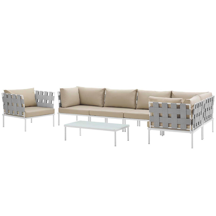 Harmony 7 Piece Outdoor Patio Aluminum Sectional Sofa Set by Modway - side view