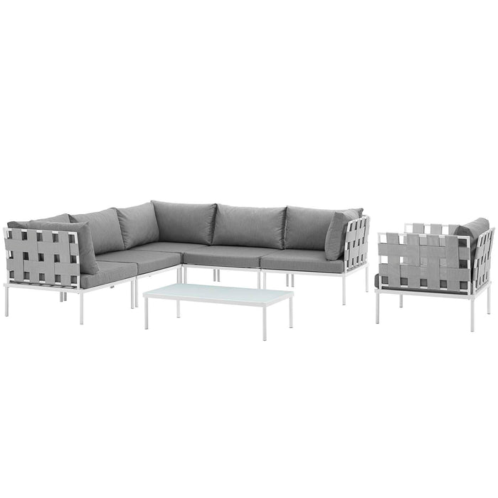 Harmony 7 Piece Outdoor Patio Aluminum Sectional Sofa Set by Modway - top view