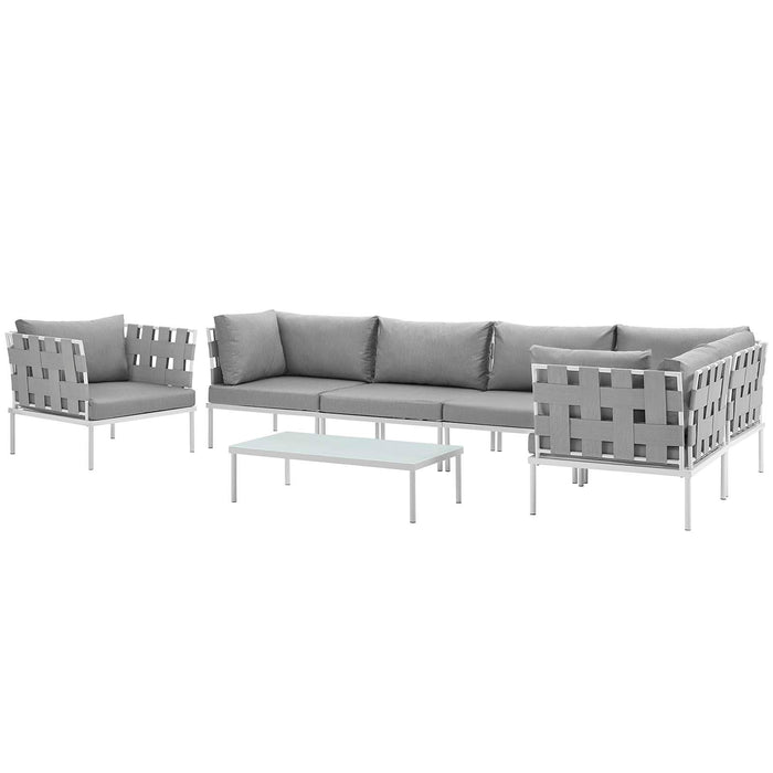 Harmony 7 Piece Outdoor Patio Aluminum Sectional Sofa Set by Modway - interior view