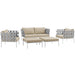 Harmony 5 Piece Outdoor Patio Aluminum Sectional Sofa Set by Modway - front view