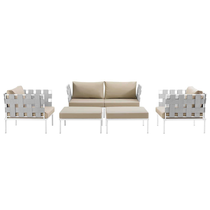 Harmony 5 Piece Outdoor Patio Aluminum Sectional Sofa Set by Modway - side view