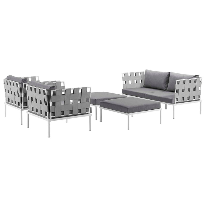 Harmony 5 Piece Outdoor Patio Aluminum Sectional Sofa Set by Modway - top view
