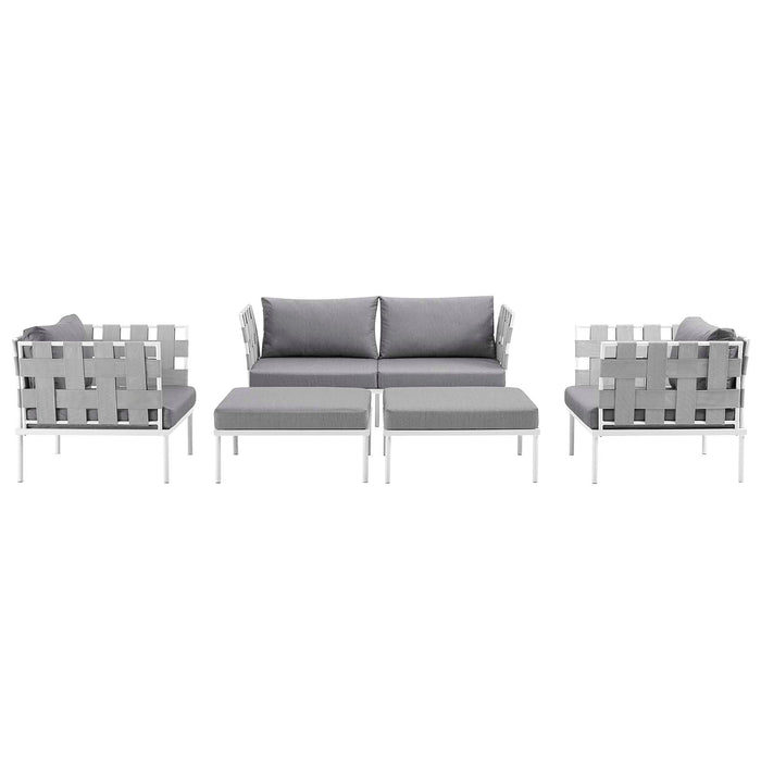 Harmony 5 Piece Outdoor Patio Aluminum Sectional Sofa Set by Modway - interior view