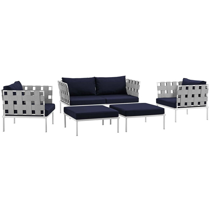 Harmony 5 Piece Outdoor Patio Aluminum Sectional Sofa Set by Modway - view 16