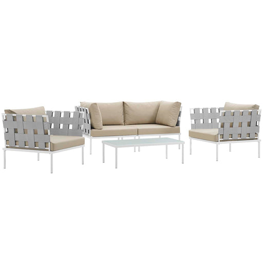 Harmony 5  Piece Outdoor Patio Aluminum Sectional Sofa Set by Modway - angle view