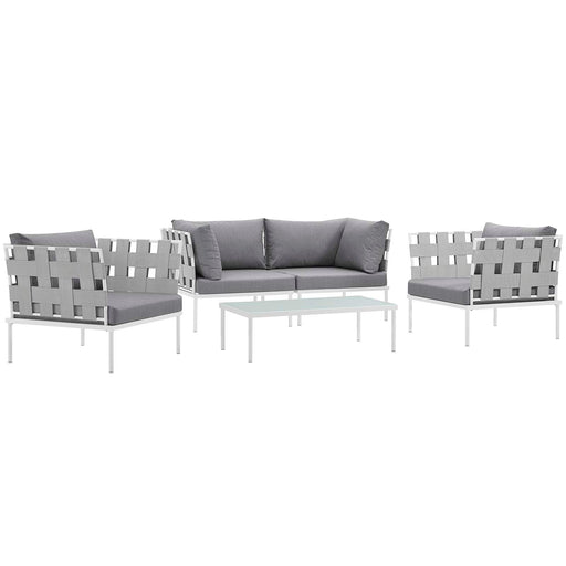 Harmony 5  Piece Outdoor Patio Aluminum Sectional Sofa Set by Modway - feature highlight