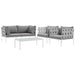 Harmony 5  Piece Outdoor Patio Aluminum Sectional Sofa Set by Modway - interior view