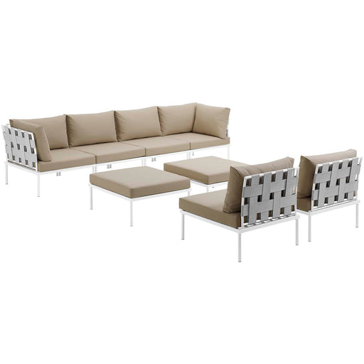 Harmony 8 Piece Outdoor Patio Aluminum Sectional Sofa Set by Modway - angle view