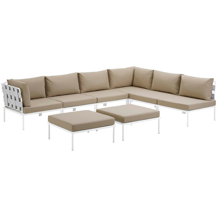 Harmony 8 Piece Outdoor Patio Aluminum Sectional Sofa Set by Modway - side view