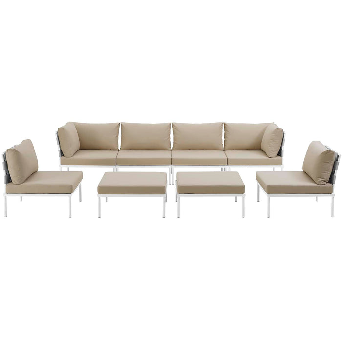 Harmony 8 Piece Outdoor Patio Aluminum Sectional Sofa Set by Modway - lifestyle in-use