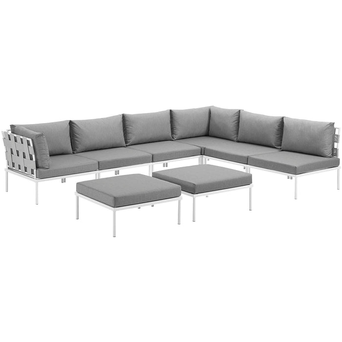 Harmony 8 Piece Outdoor Patio Aluminum Sectional Sofa Set by Modway - top view