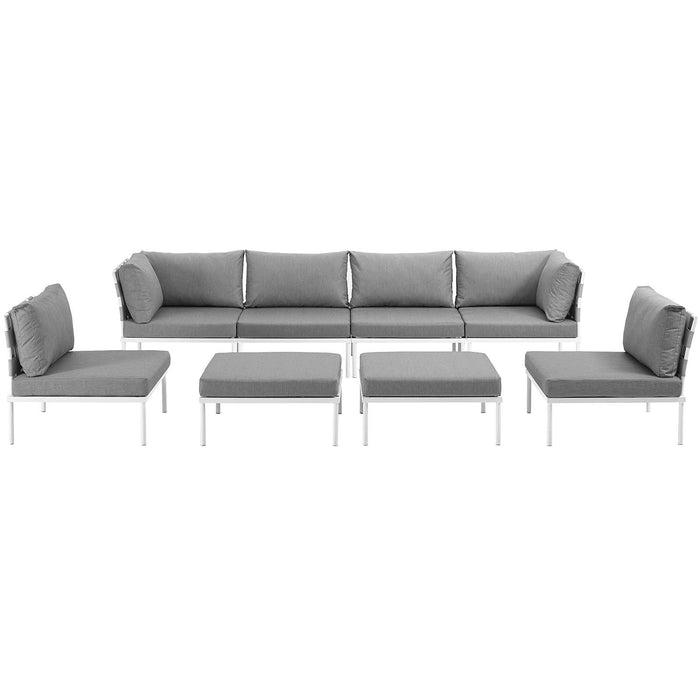Harmony 8 Piece Outdoor Patio Aluminum Sectional Sofa Set by Modway - interior view