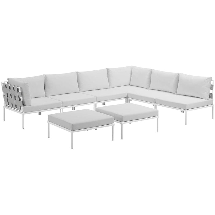 Harmony 8 Piece Outdoor Patio Aluminum Sectional Sofa Set by Modway - view 24