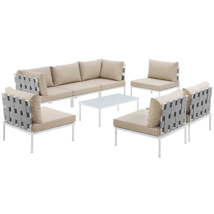 Harmony 8 Piece Outdoor Patio Aluminum Sectional Sofa Set by Modway - angle view