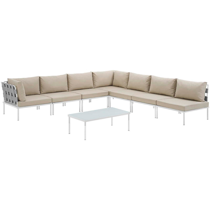 Harmony 8 Piece Outdoor Patio Aluminum Sectional Sofa Set by Modway - side view