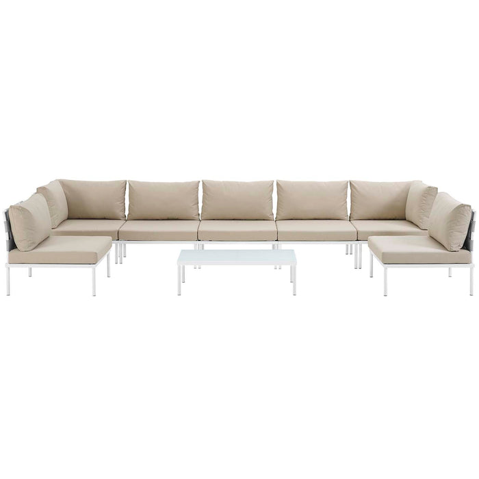 Harmony 8 Piece Outdoor Patio Aluminum Sectional Sofa Set by Modway - lifestyle in-use
