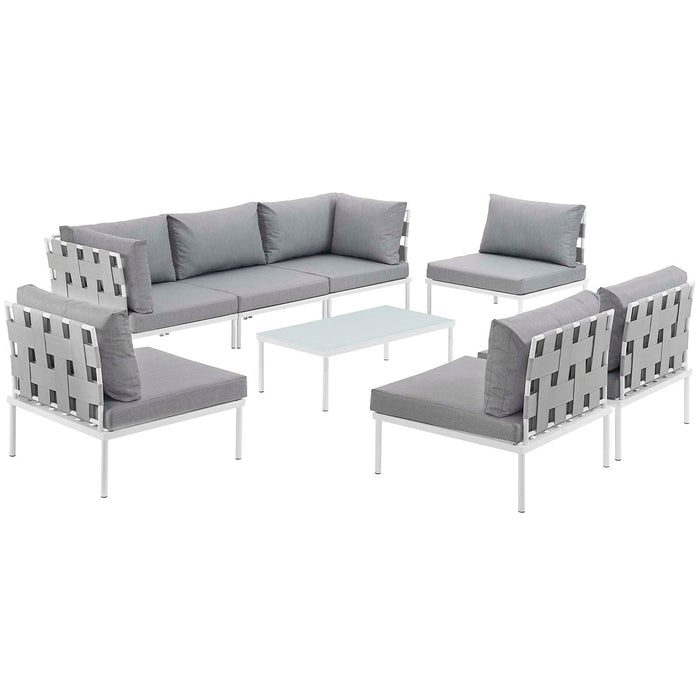 Harmony 8 Piece Outdoor Patio Aluminum Sectional Sofa Set by Modway - feature highlight