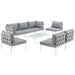 Harmony 8 Piece Outdoor Patio Aluminum Sectional Sofa Set by Modway - feature highlight