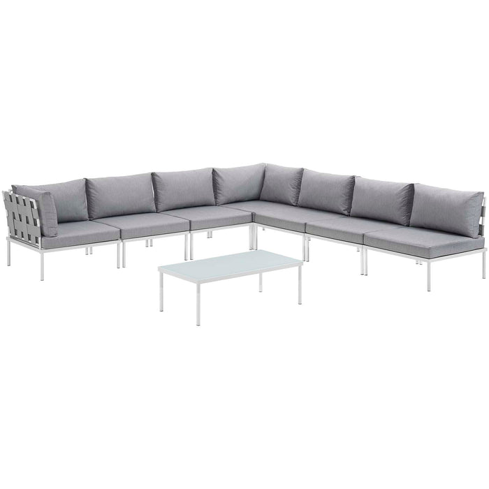 Harmony 8 Piece Outdoor Patio Aluminum Sectional Sofa Set by Modway - top view