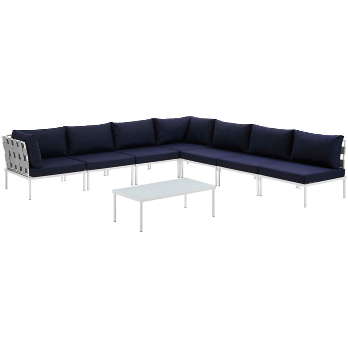 Harmony 8 Piece Outdoor Patio Aluminum Sectional Sofa Set by Modway - view 17