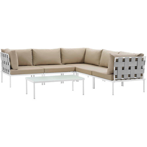Harmony 6 Piece Outdoor Patio Aluminum Sectional Sofa Set by Modway - angle view