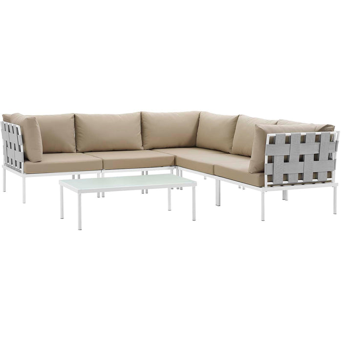 Harmony 6 Piece Outdoor Patio Aluminum Sectional Sofa Set by Modway - angle view