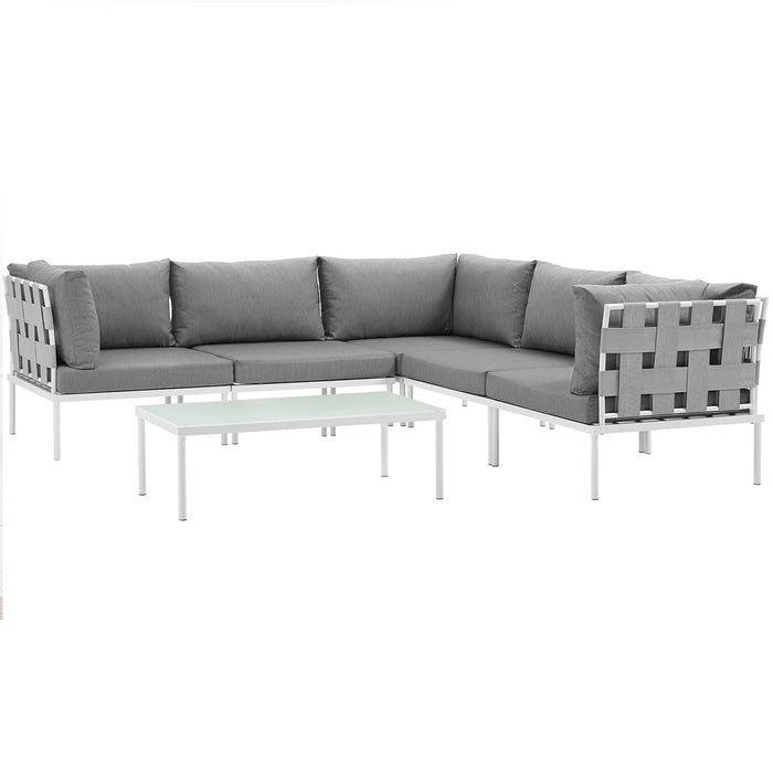 Harmony 6 Piece Outdoor Patio Aluminum Sectional Sofa Set by Modway - feature highlight