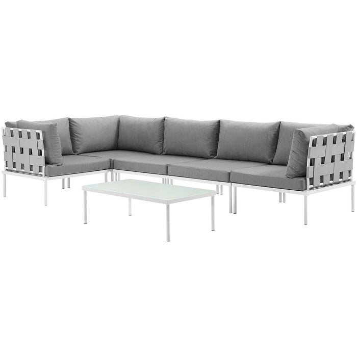 Harmony 6 Piece Outdoor Patio Aluminum Sectional Sofa Set by Modway - top view