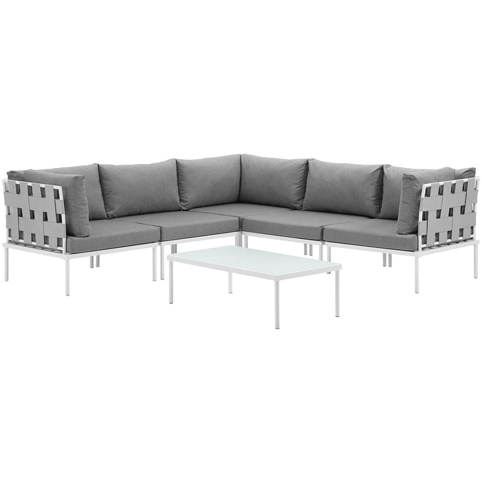 Harmony 6 Piece Outdoor Patio Aluminum Sectional Sofa Set by Modway - interior view