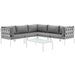 Harmony 6 Piece Outdoor Patio Aluminum Sectional Sofa Set by Modway - interior view