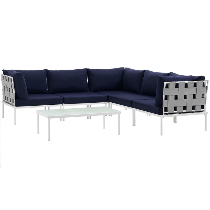 Harmony 6 Piece Outdoor Patio Aluminum Sectional Sofa Set by Modway - view 16