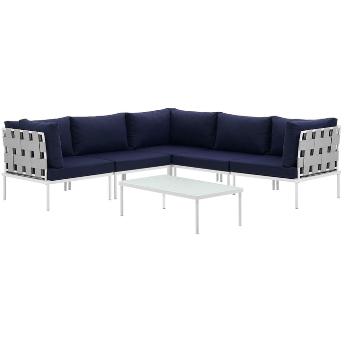 Harmony 6 Piece Outdoor Patio Aluminum Sectional Sofa Set by Modway - view 18