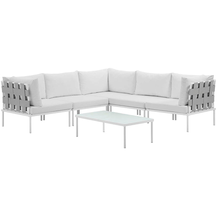 Harmony 6 Piece Outdoor Patio Aluminum Sectional Sofa Set by Modway - view 25